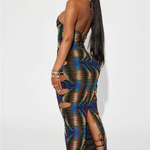 Multicolor Halter Maxi Dress
